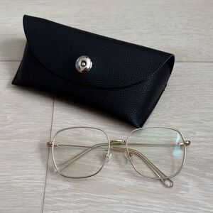 Gold Metal Oversized Women’s Glasses with Black Case